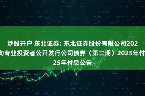 炒股开户 东北证券: 东北证券股份有限公司2024年面向专业投资者公开发行公司债券（第二期）2025年付息公告